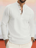 Casual Comfy Waffle Henley Shirt