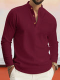 Casual Comfy Waffle Henley Shirt