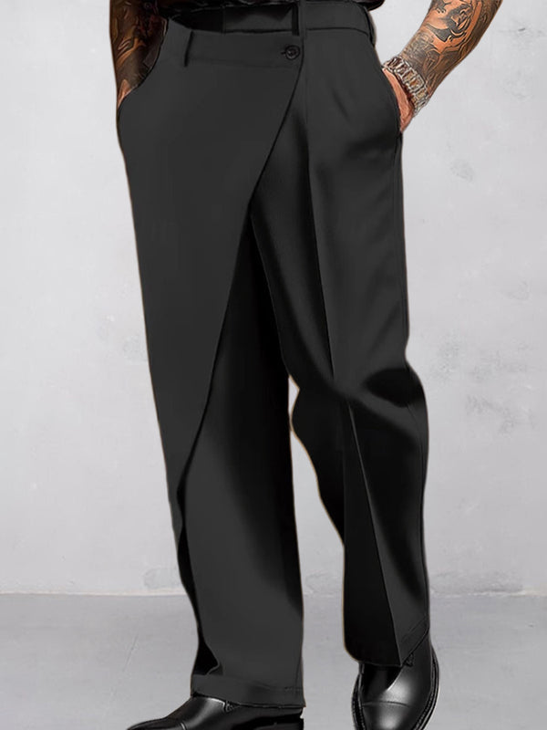 Modern Asymmetric Patchwork Suit Pants