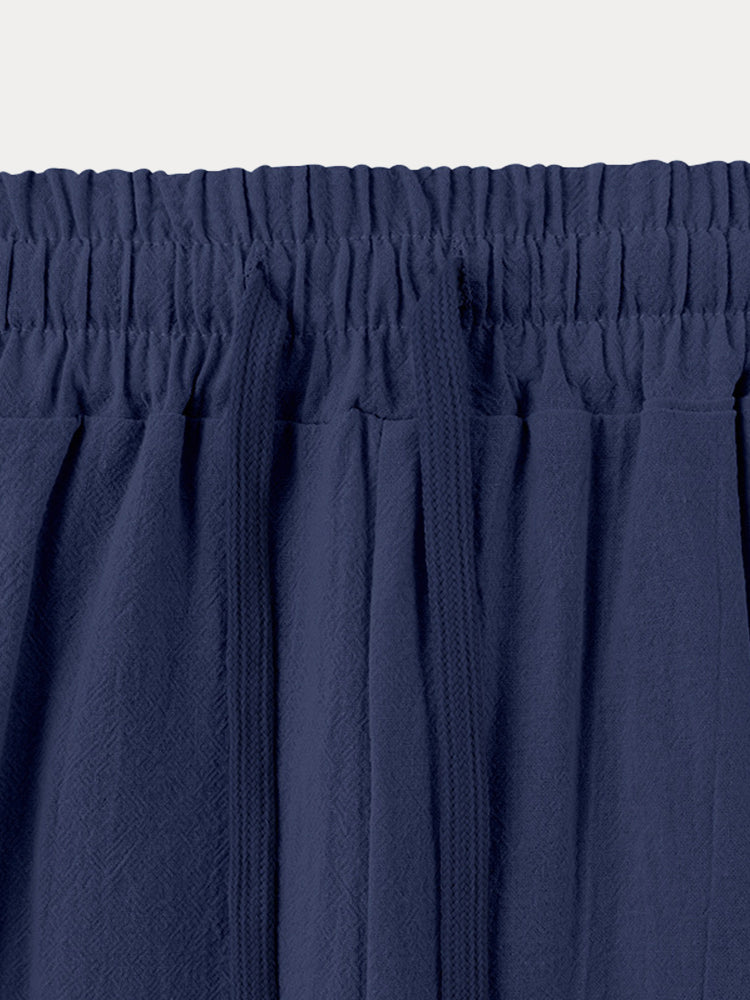 Casual 100% Cotton Drawstring Waist Pants