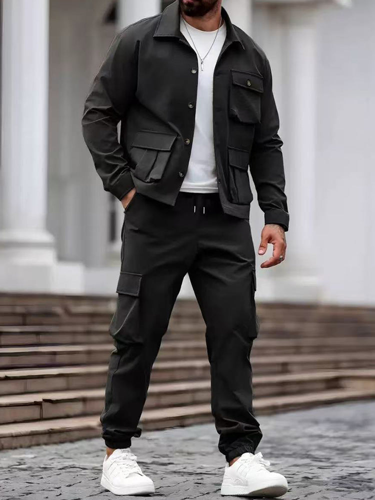 Functional Multi-Pocket Cargo Jacket Pants Set