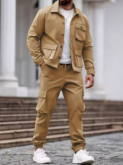 Functional Multi-Pocket Cargo Jacket Pants Set