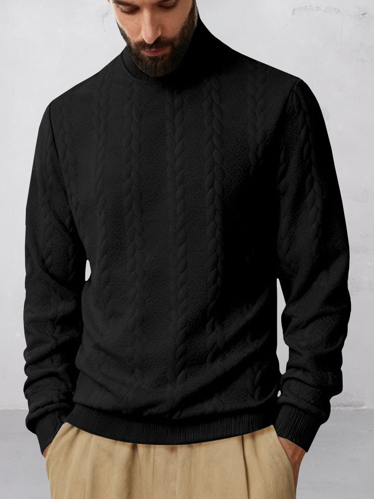 Casual High Collar Jacquard Sweatshirt
