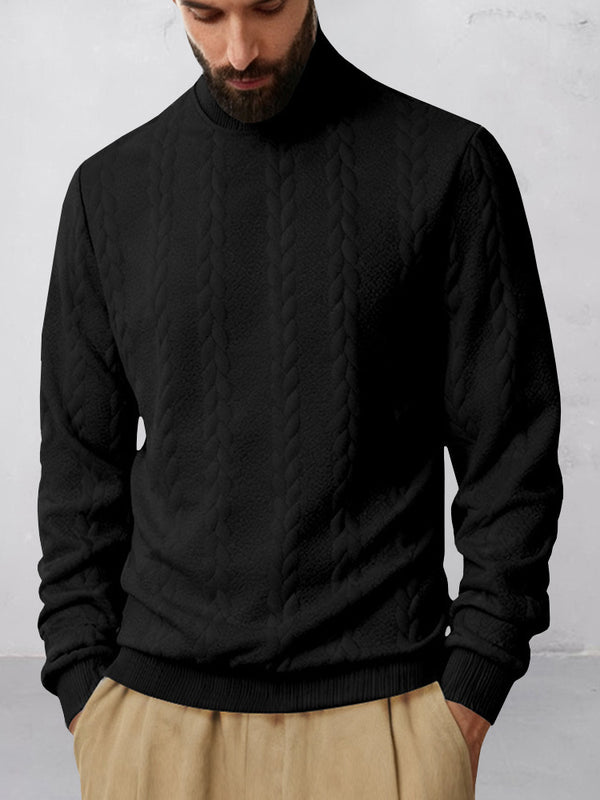 Casual High Collar Jacquard Sweatshirt