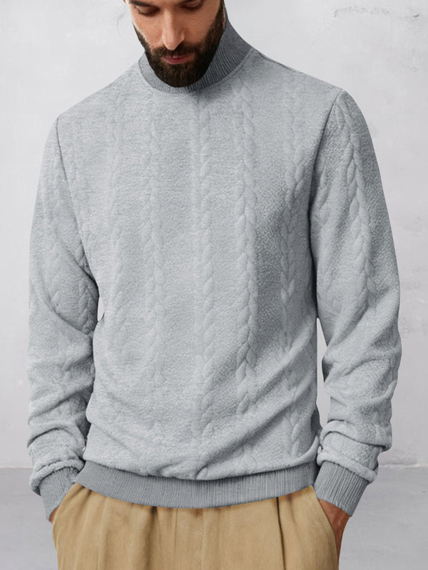 Casual High Collar Jacquard Sweatshirt