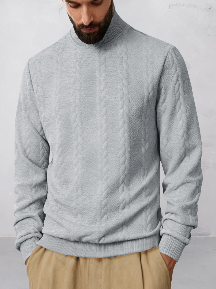 Casual High Collar Jacquard Sweatshirt