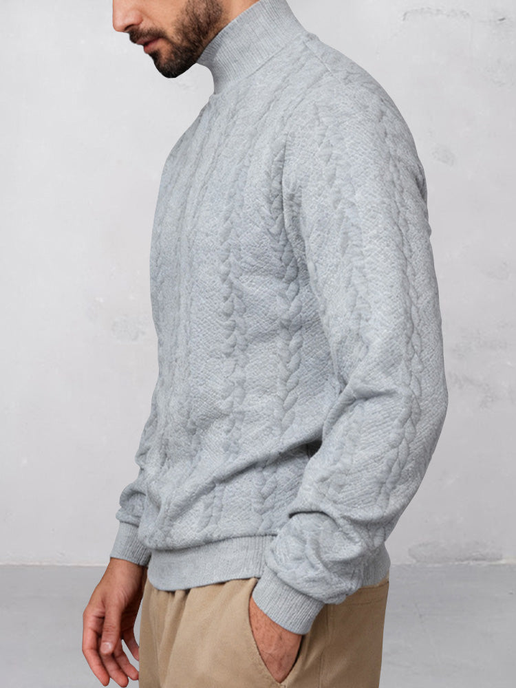 Casual High Collar Jacquard Sweatshirt