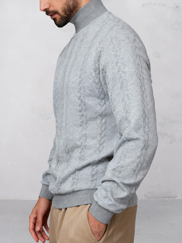 Casual High Collar Jacquard Sweatshirt
