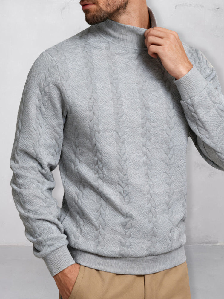 Casual High Collar Jacquard Sweatshirt