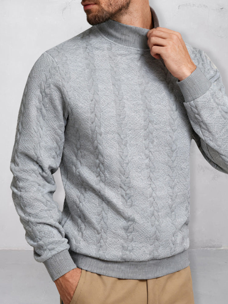 Casual High Collar Jacquard Sweatshirt