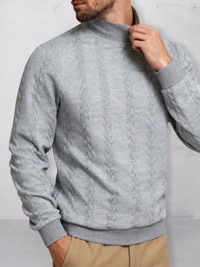 Casual High Collar Jacquard Sweatshirt