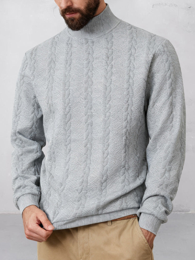 Casual High Collar Jacquard Sweatshirt