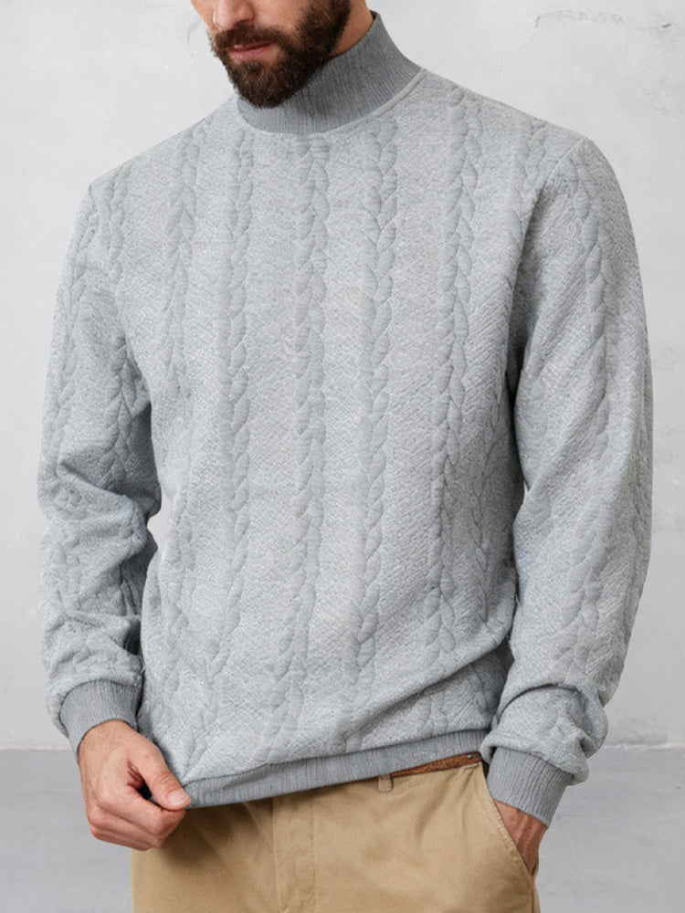 Casual High Collar Jacquard Sweatshirt