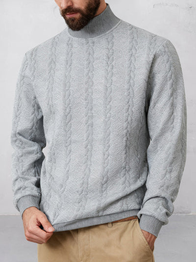 Casual High Collar Jacquard Sweatshirt