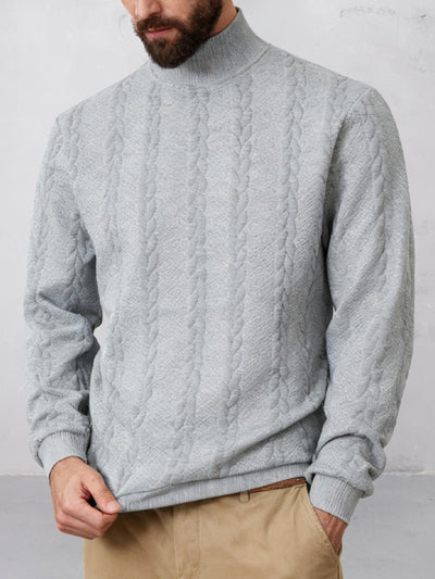 Casual High Collar Jacquard Sweatshirt
