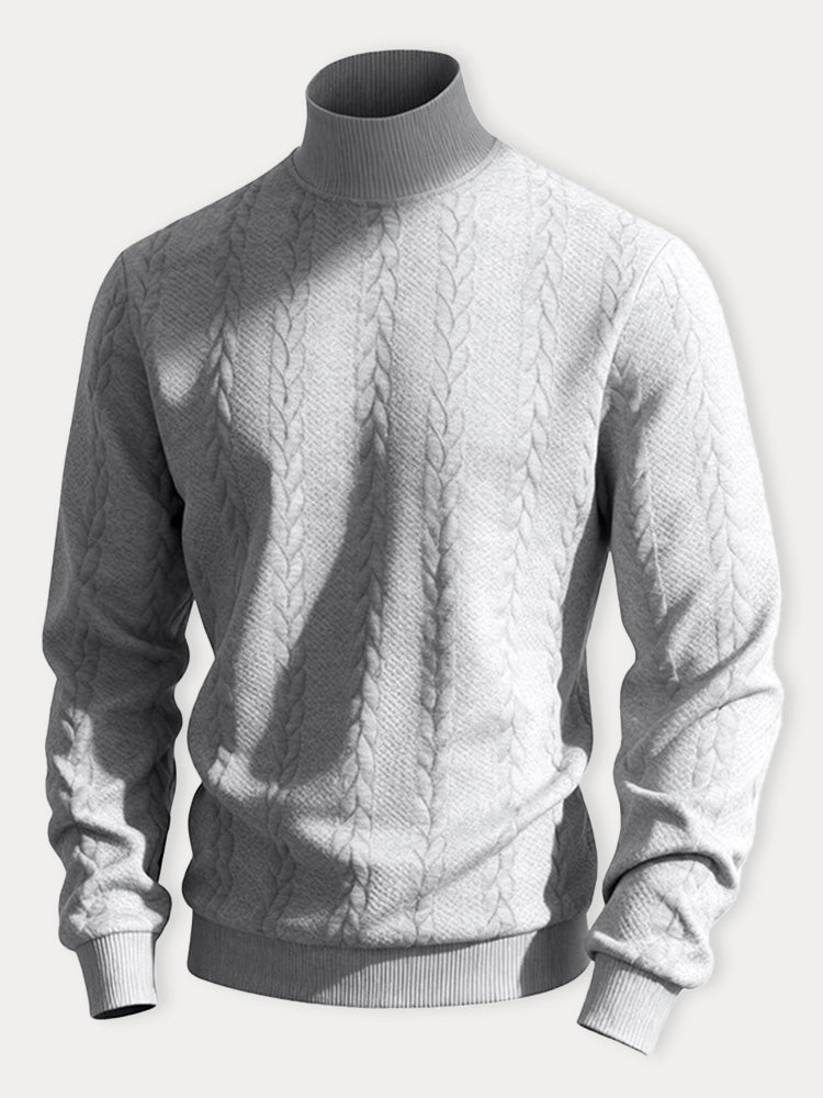 Casual High Collar Jacquard Sweatshirt