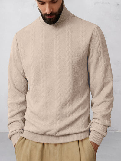 Casual High Collar Jacquard Sweatshirt