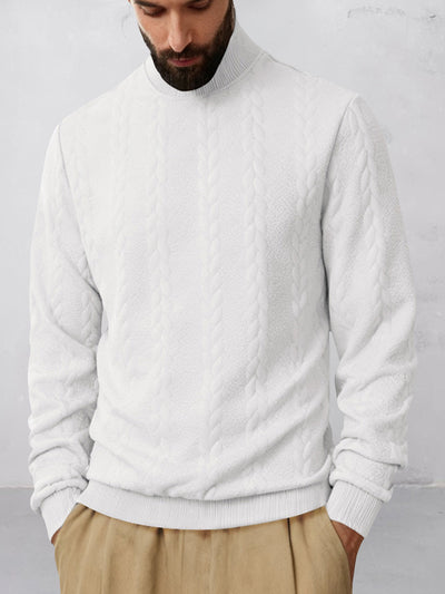 Casual High Collar Jacquard Sweatshirt