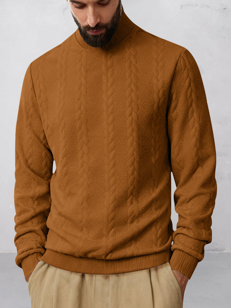 Casual High Collar Jacquard Sweatshirt