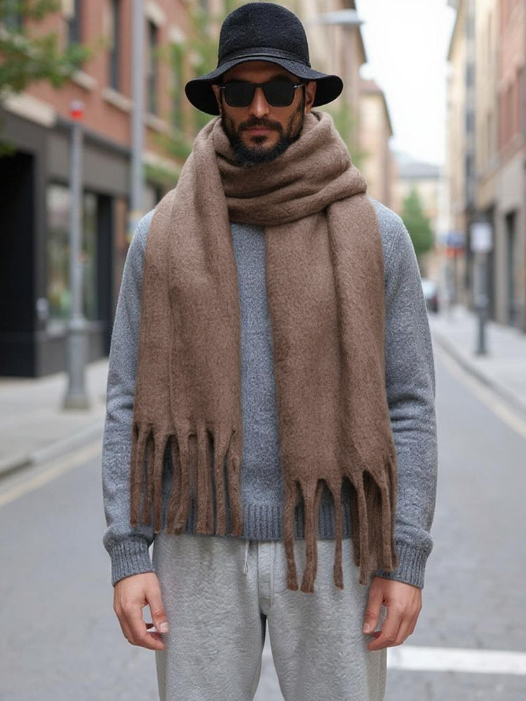 Ultra-Soft Mohair Tassel Scarf