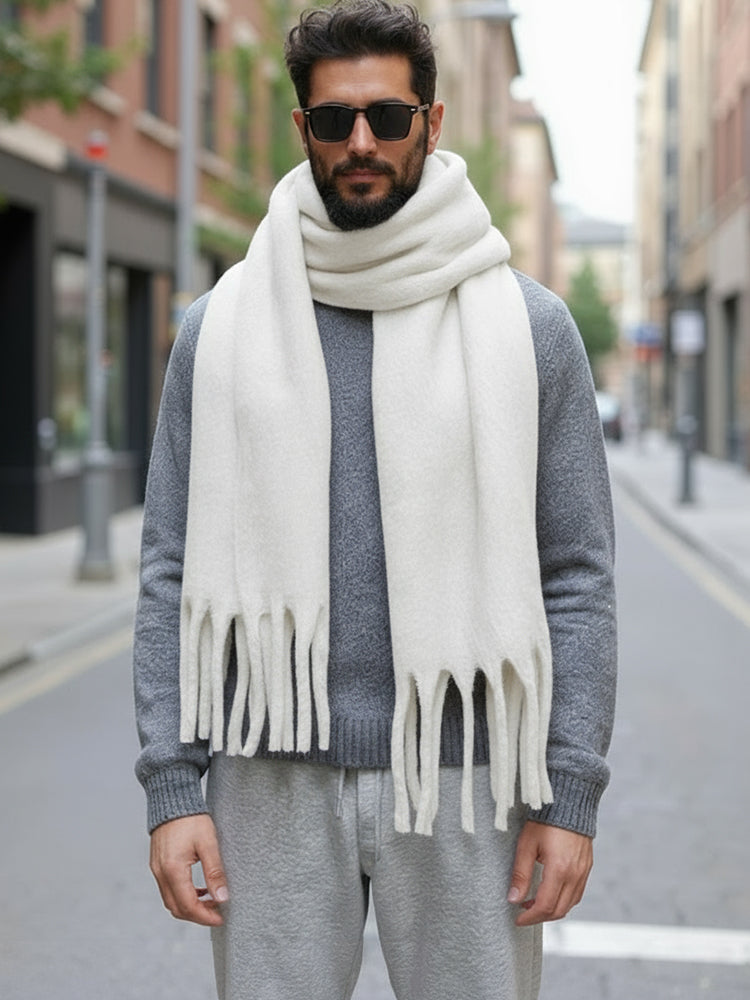 Ultra-Soft Mohair Tassel Scarf