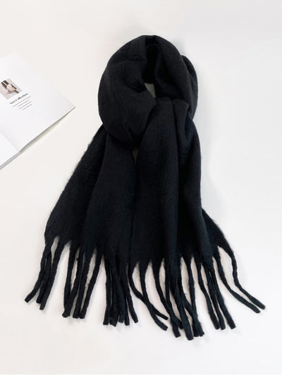 Soft Thick Mohair Tassel Scarf