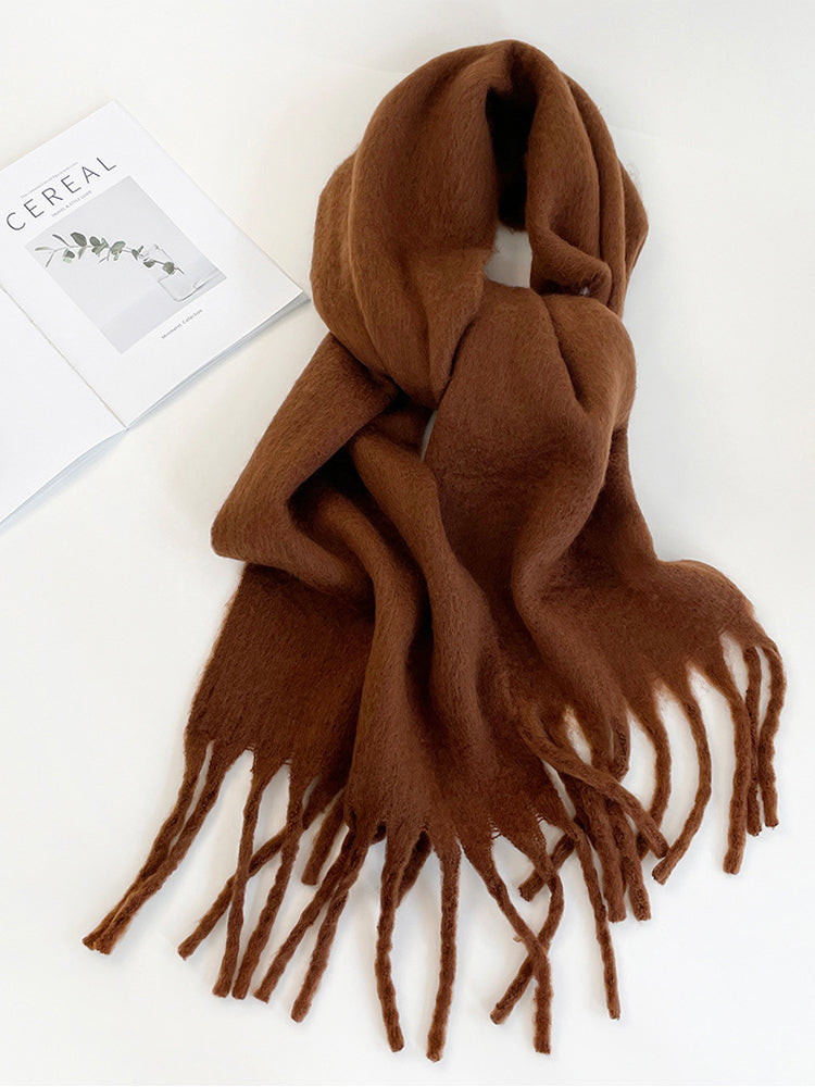 Soft Thick Mohair Tassel Scarf