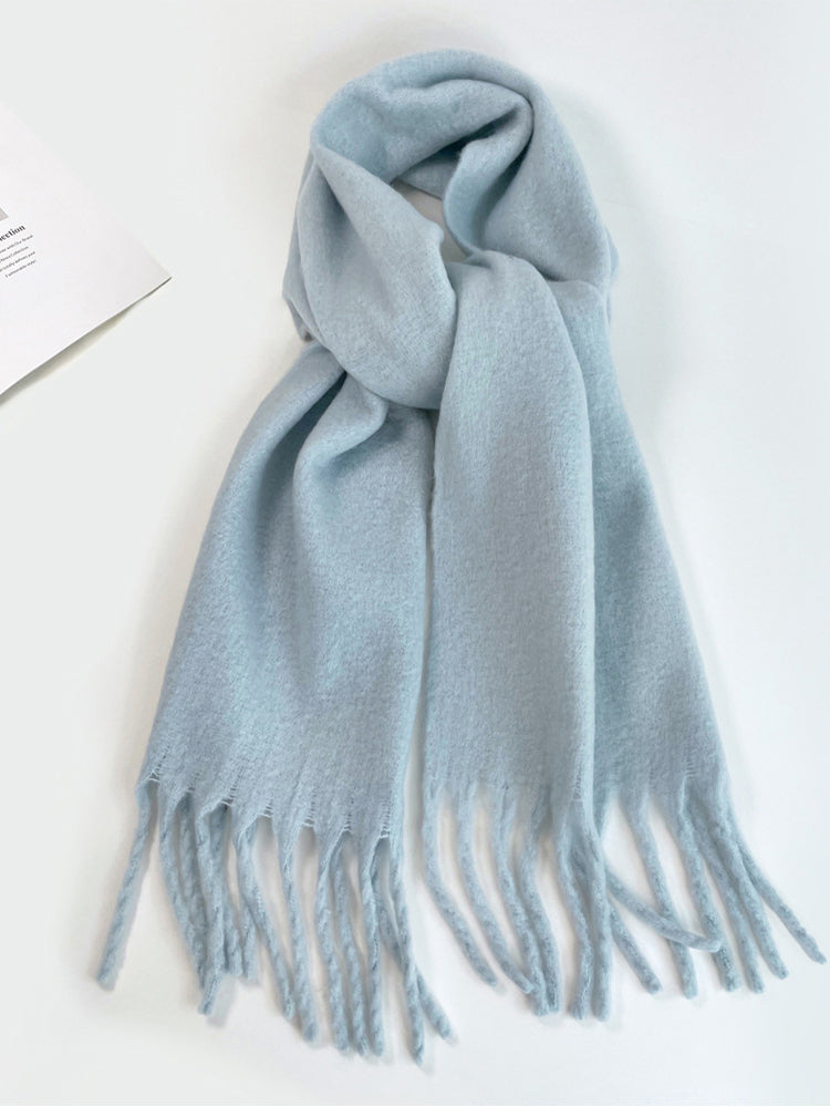 Soft Thick Mohair Tassel Scarf