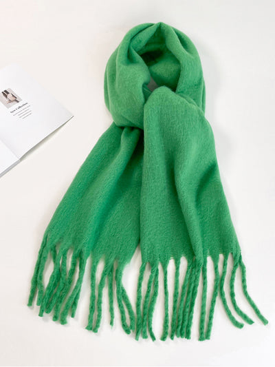 Soft Thick Mohair Tassel Scarf