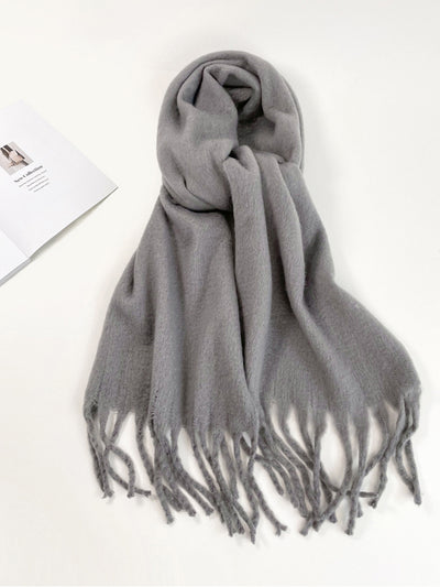 Soft Thick Mohair Tassel Scarf