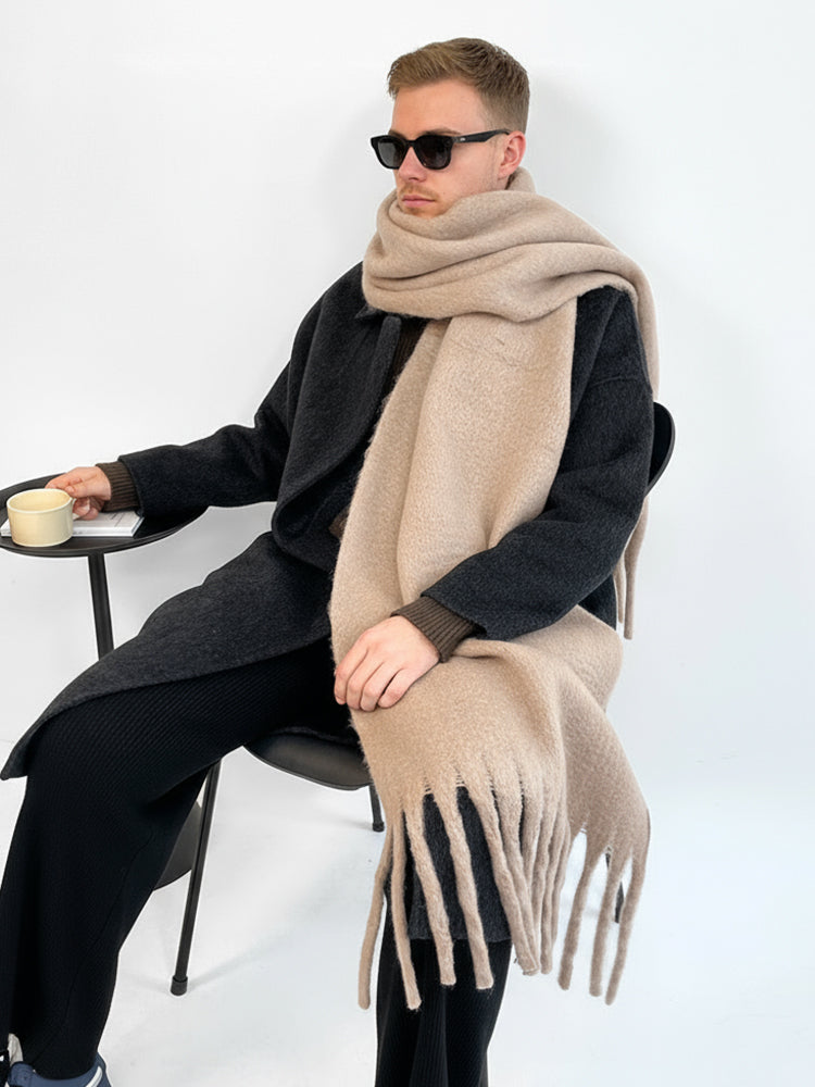 Soft Thick Mohair Tassel Scarf