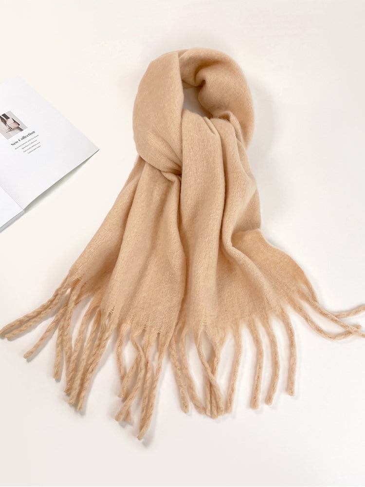 Soft Thick Mohair Tassel Scarf