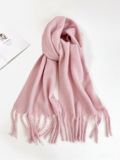 Soft Thick Mohair Tassel Scarf