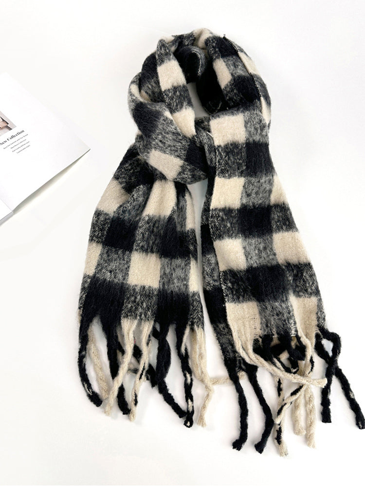 Soft Thick Mohair Tassel Scarf