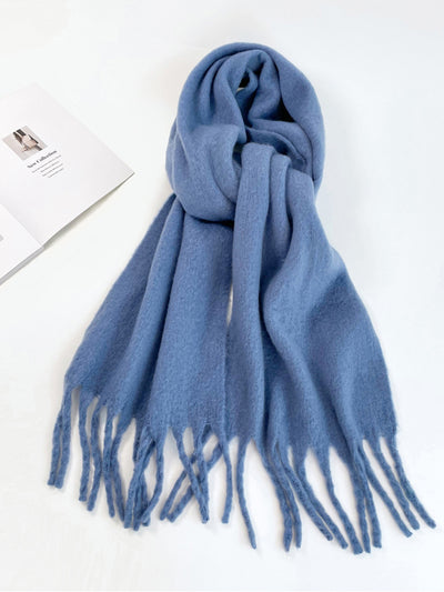 Soft Thick Mohair Tassel Scarf