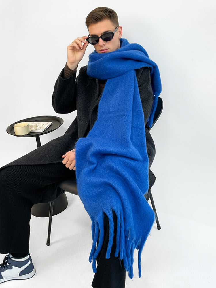 Soft Thick Mohair Tassel Scarf