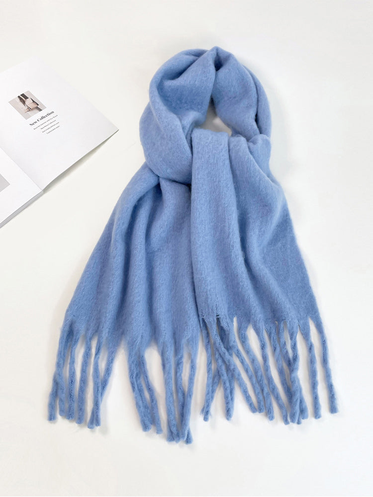 Soft Thick Mohair Tassel Scarf