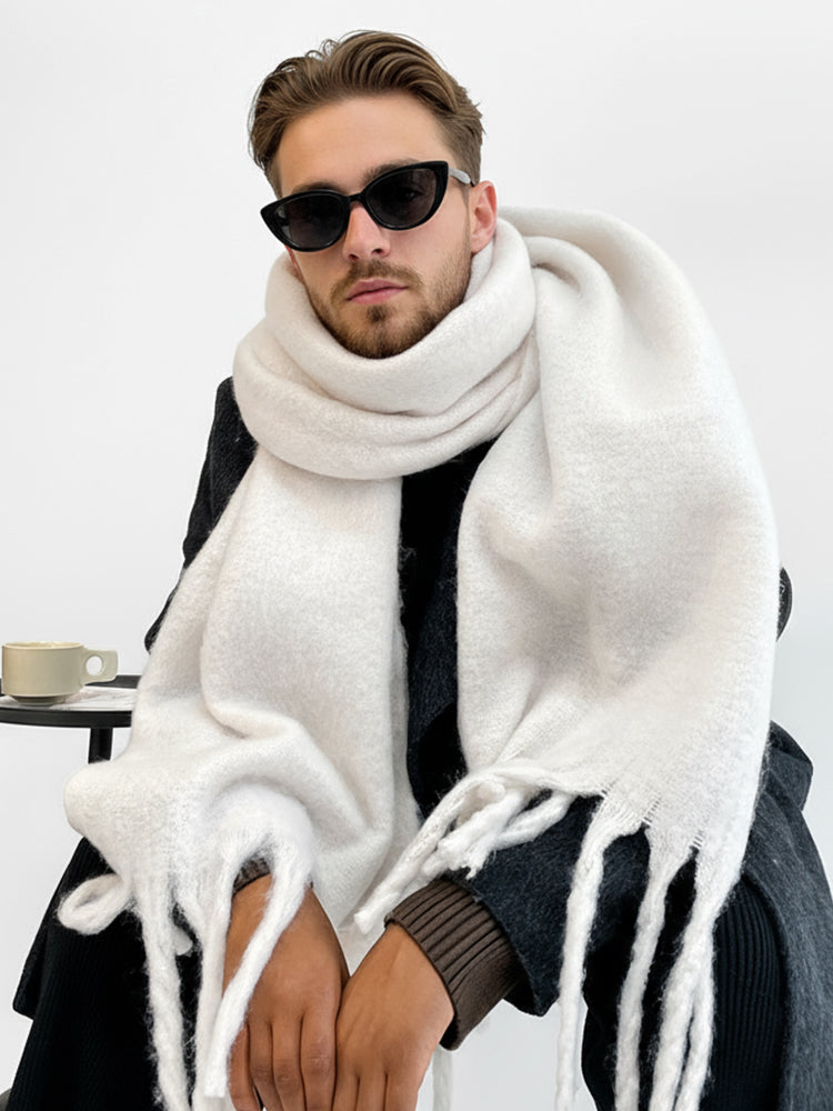 Soft Thick Mohair Tassel Scarf