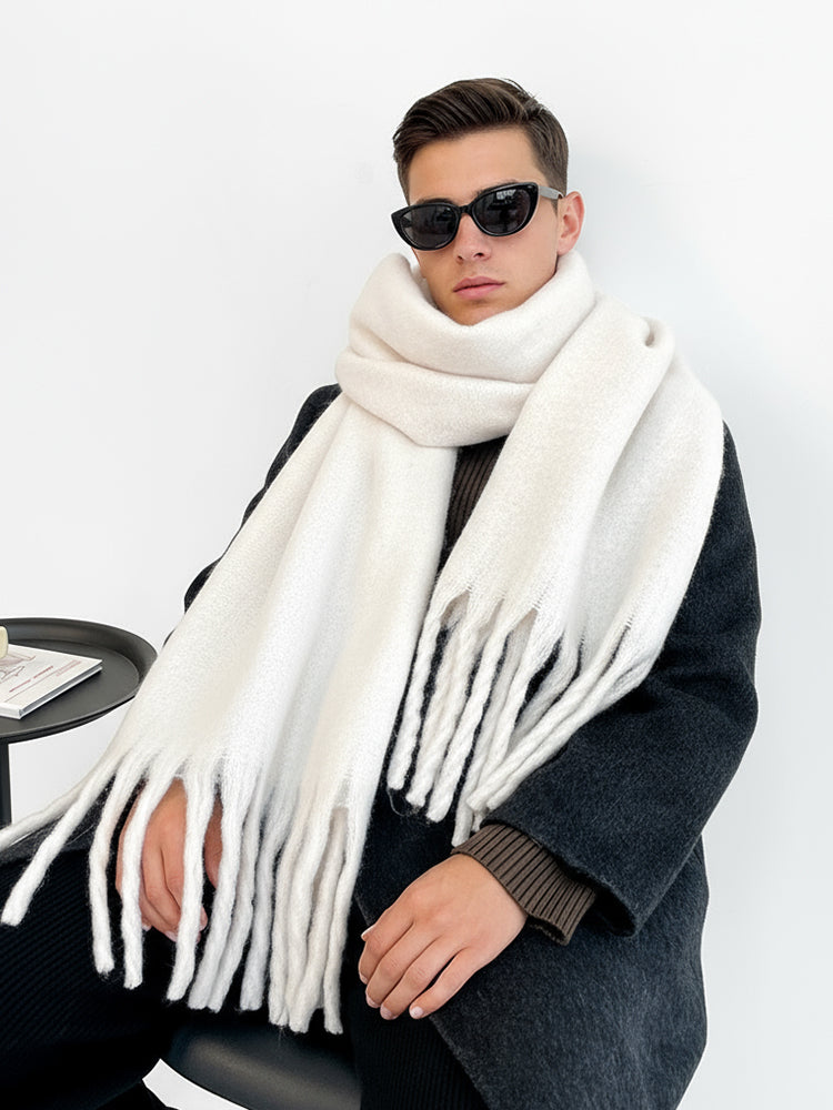 Soft Thick Mohair Tassel Scarf