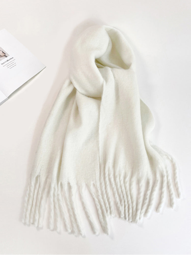 Soft Thick Mohair Tassel Scarf