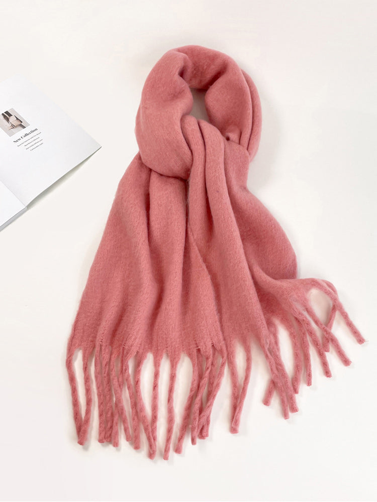 Soft Thick Mohair Tassel Scarf