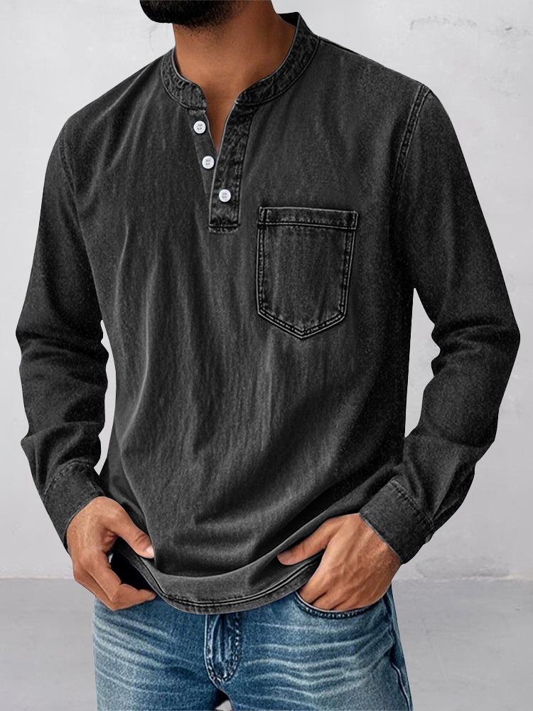 Casual Essential Retro Henley Shirt