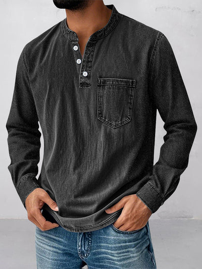 Casual Essential Retro Henley Shirt