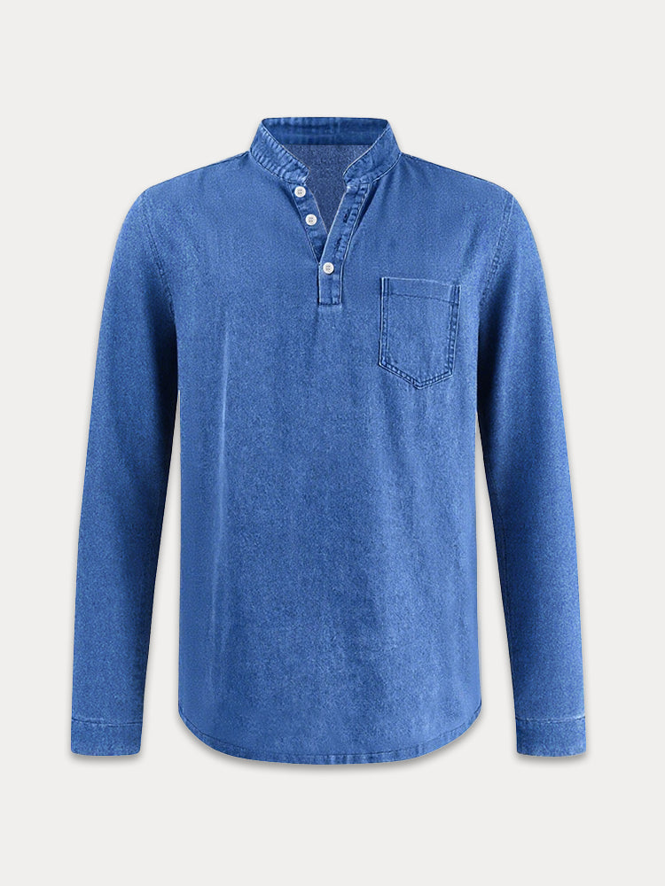 Casual Essential Retro Henley Shirt