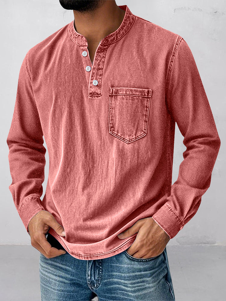 Casual Essential Retro Henley Shirt