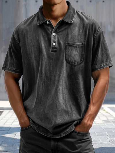 Casual Vintage Style Polo Shirt