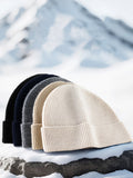 Elastic Wool Blend Knit Beanie