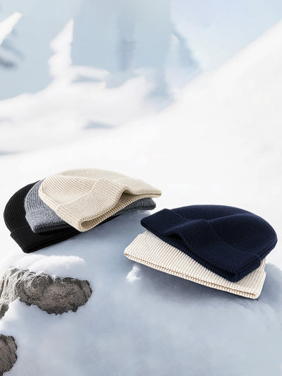 Elastic Wool Blend Knit Beanie