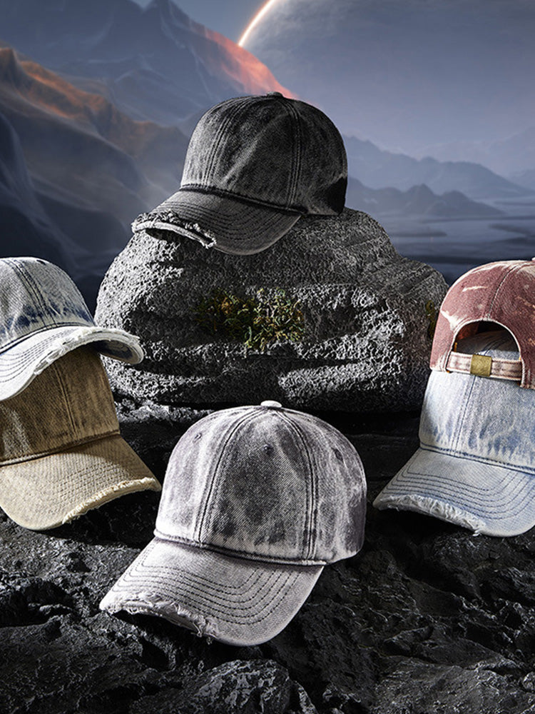 Vintage Distressed Denim Baseball Cap