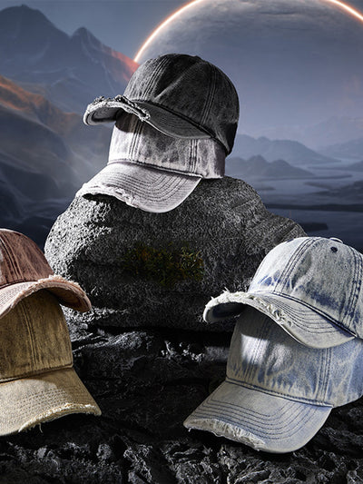 Vintage Distressed Denim Baseball Cap